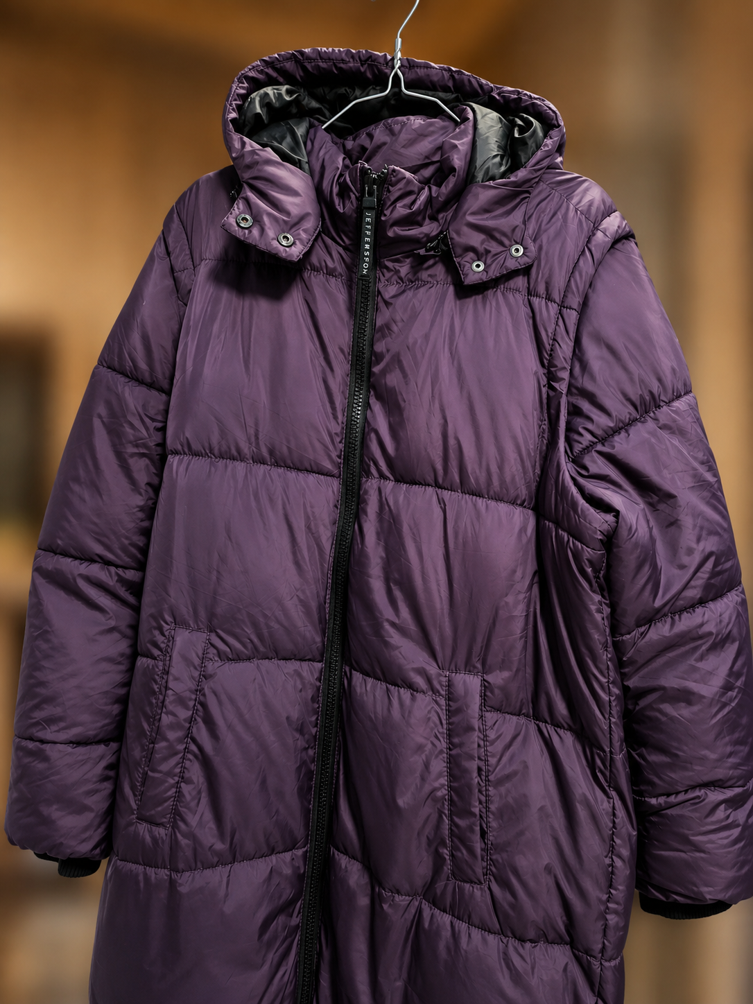 💜 Chaqueta Acolchada Larga Color Ciruela – Como Nueva 💜